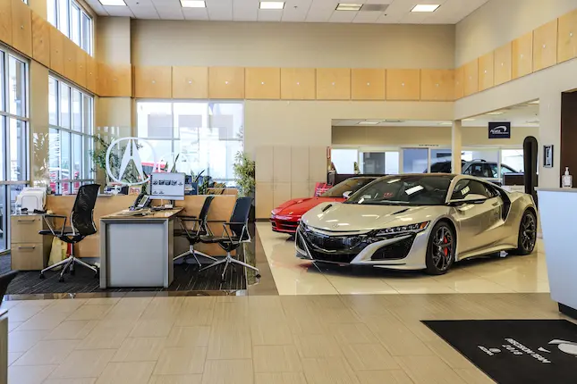 Showroom with multiple vehicles on display